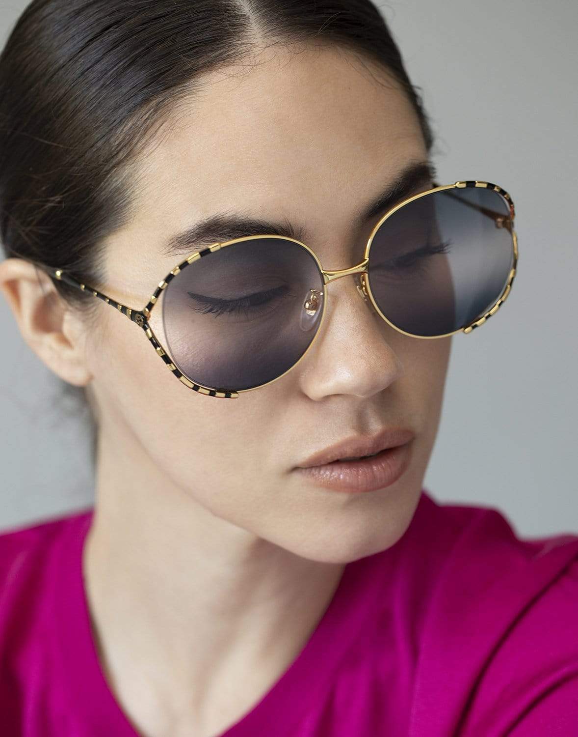 GUCCI-Grey Gradient Zebra Sunglasses - GG0595S-GLD/BLK