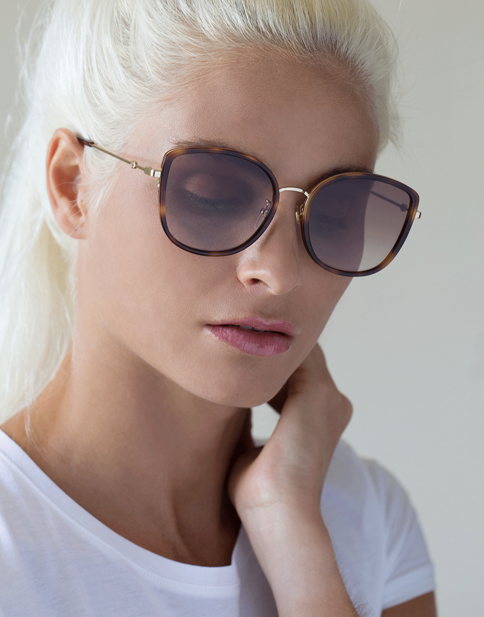 GUCCI-Gold and Brown Metal Rim Sunglasses-GLD/BRN