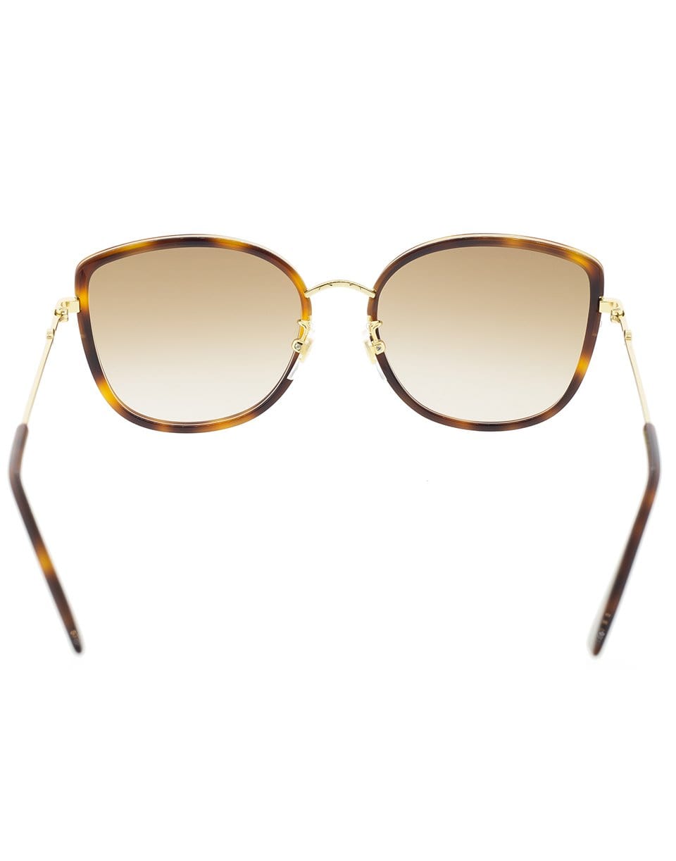 GUCCI-Gold and Brown Metal Rim Sunglasses-GLD/BRN