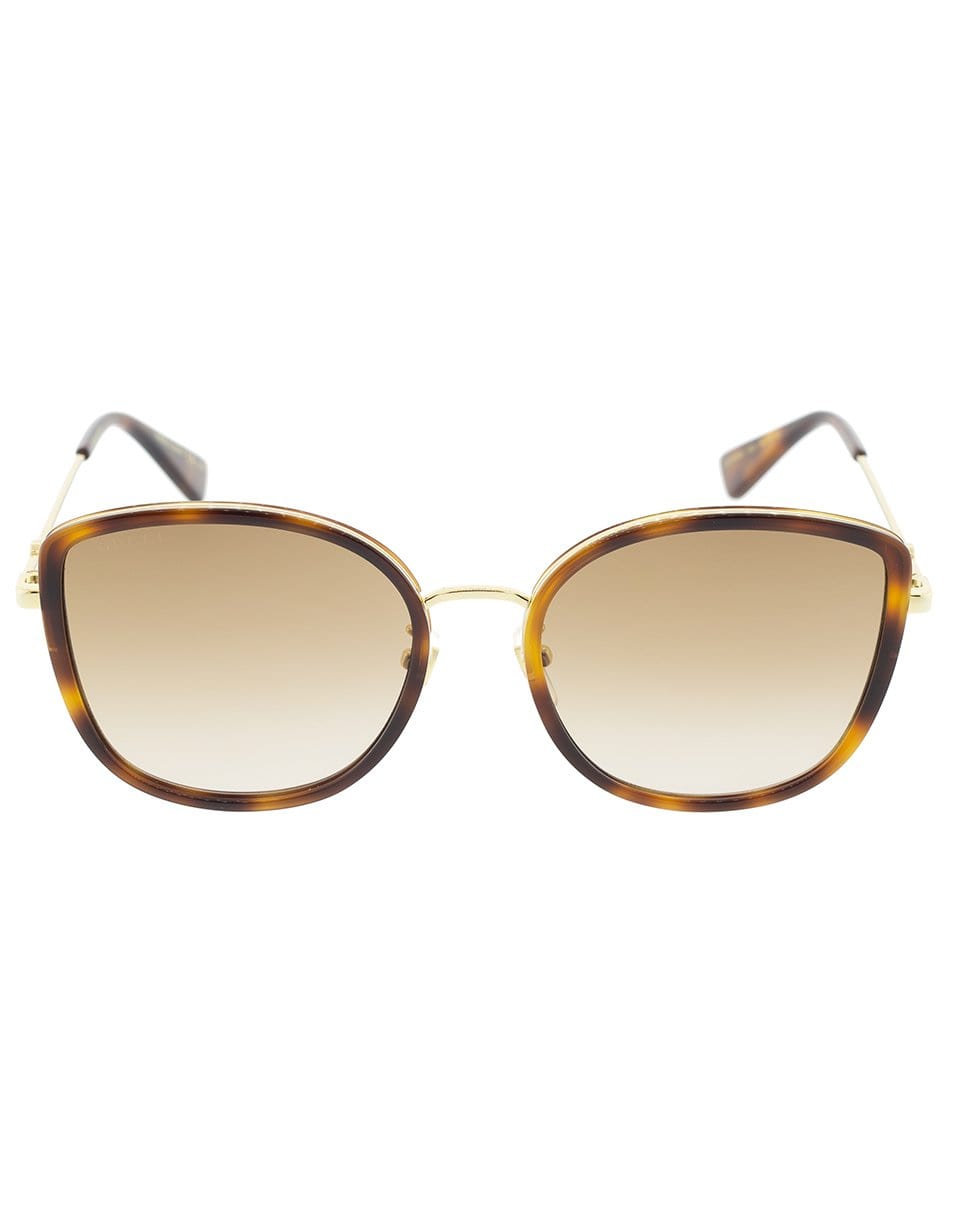 GUCCI-Gold and Brown Metal Rim Sunglasses-GLD/BRN