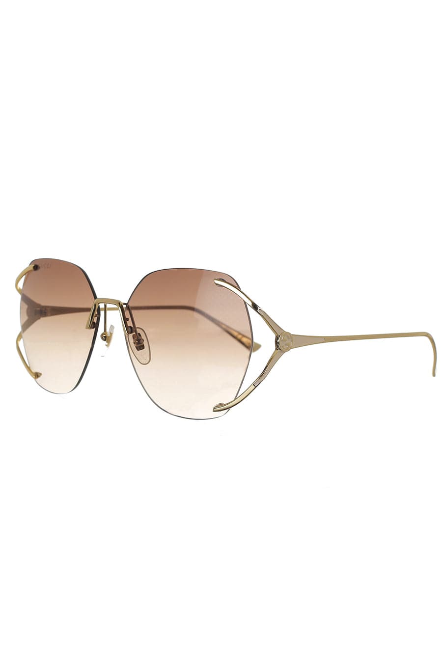  GUCCI-Rimless Sunglasses - Gold Brown-GLD/BRN 