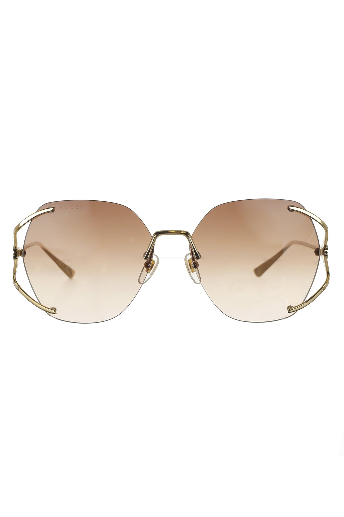 GUCCI-Rimless Sunglasses - Gold Brown-GLD/BRN