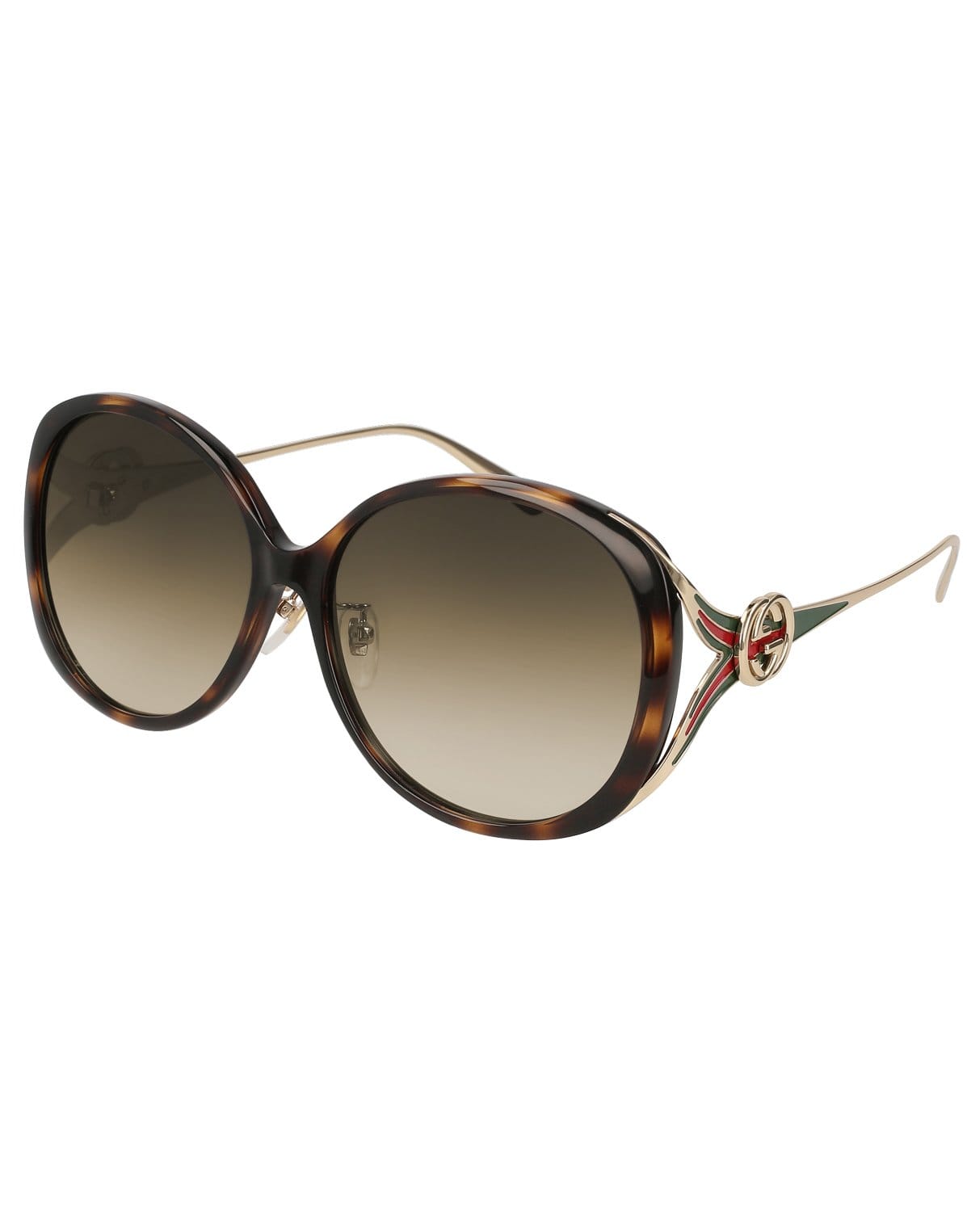GUCCI-Brown Gradient Round Sunglasses - GG0226SK-GLD/BRWN