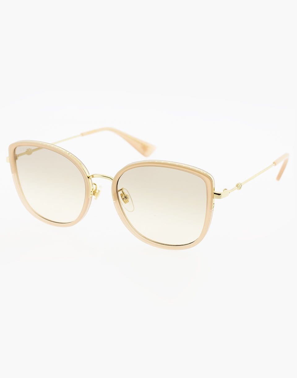 GUCCI-Gold and Pink Metal Rim Sunglasses-GLD/PNK