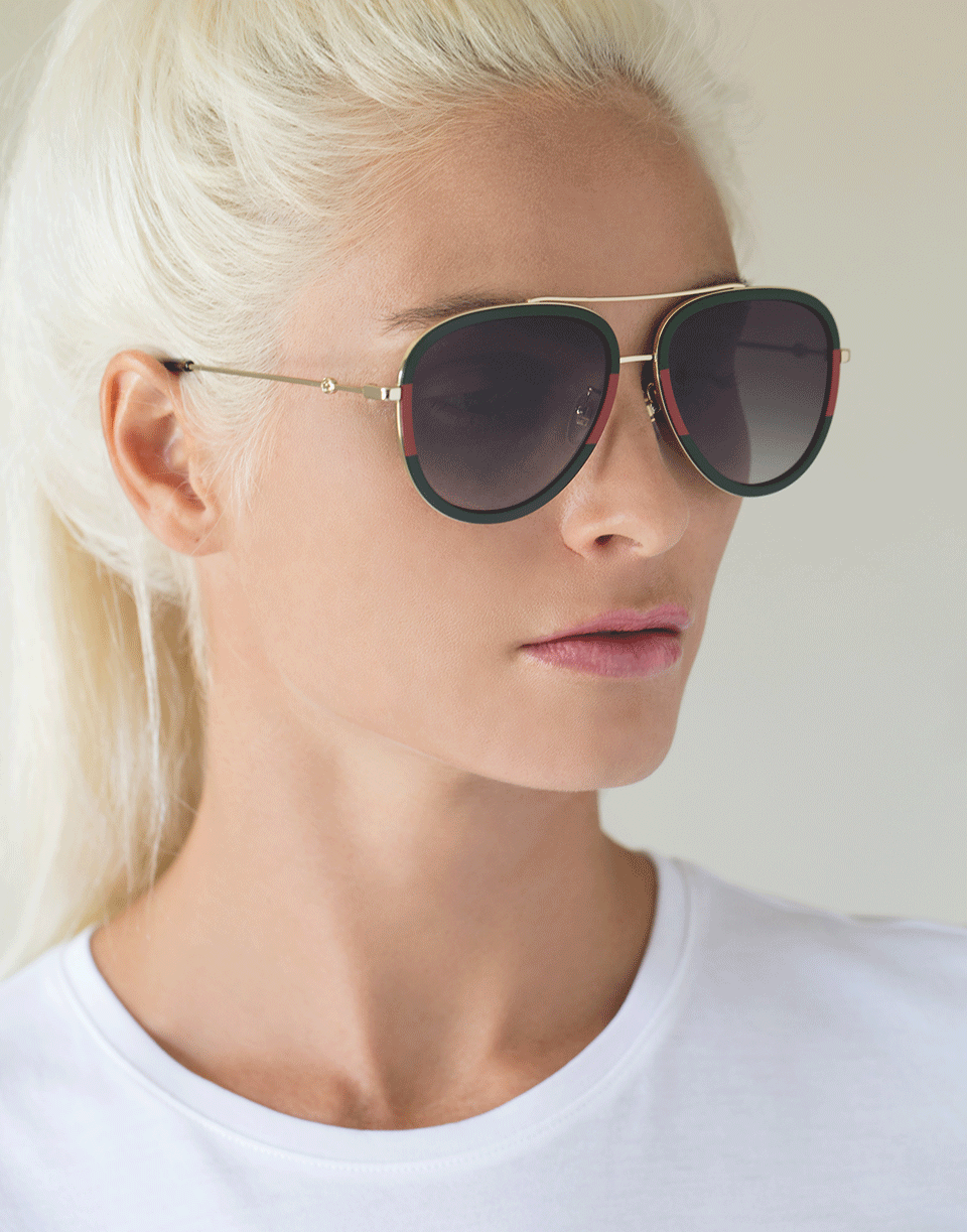 GUCCI-Aviator Metal Sunglasses-GOLD