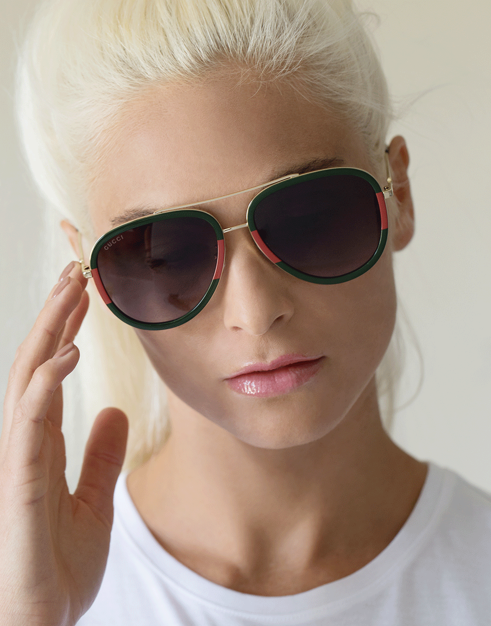 GUCCI-Aviator Metal Sunglasses-GOLD