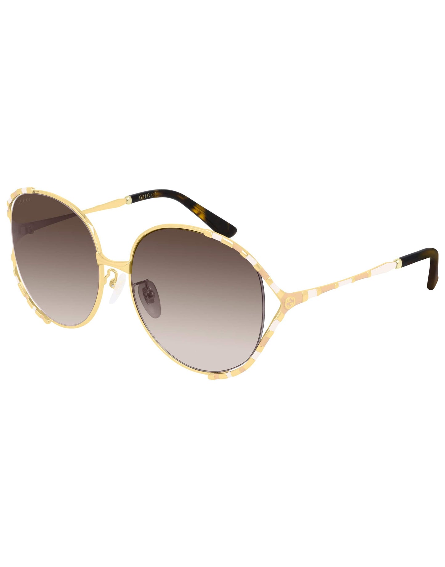 GUCCI-Brown Gradient Oval Sunglasses - GG0595S-GOLD