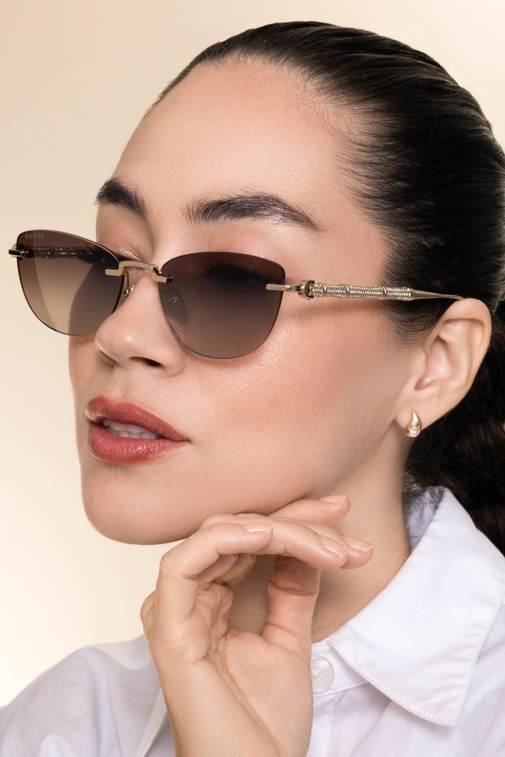 Cat Eye Bamboo Sunglasses-GOLD-ACCESSORIESUNGLASSES-GUCCI