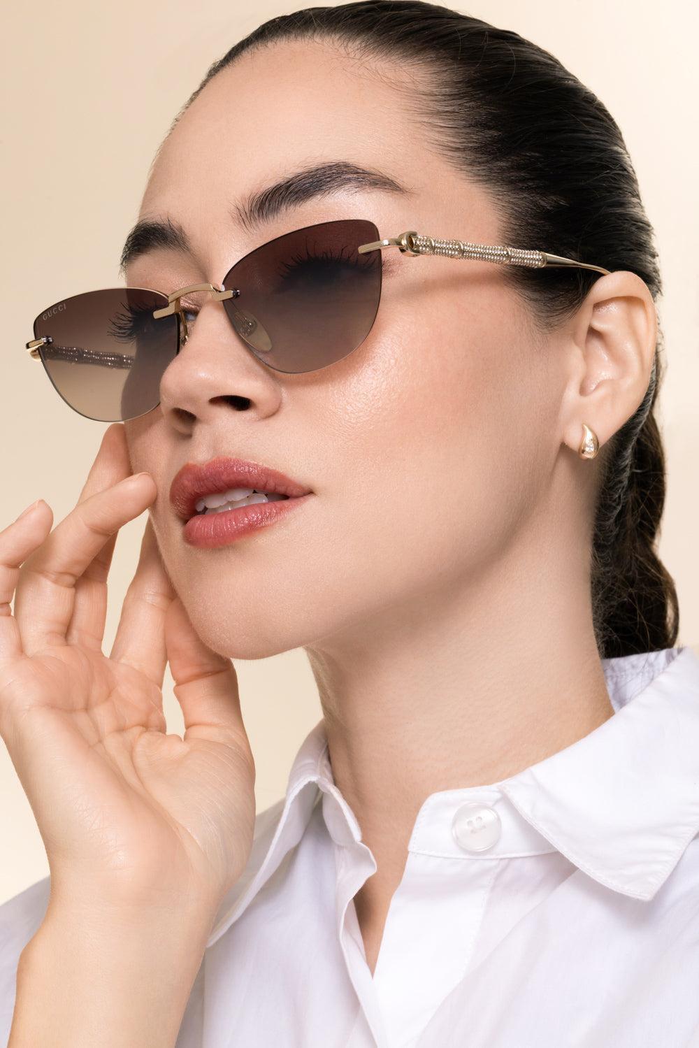 Cat Eye Bamboo Sunglasses-GOLD-ACCESSORIESUNGLASSES-GUCCI