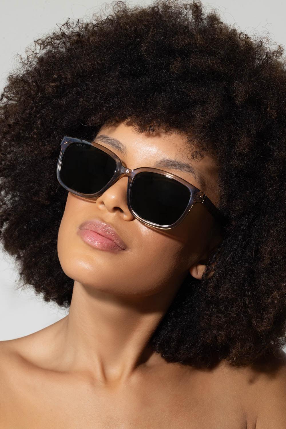 GUCCI-Grey Rectangle Sunglasses-GREY