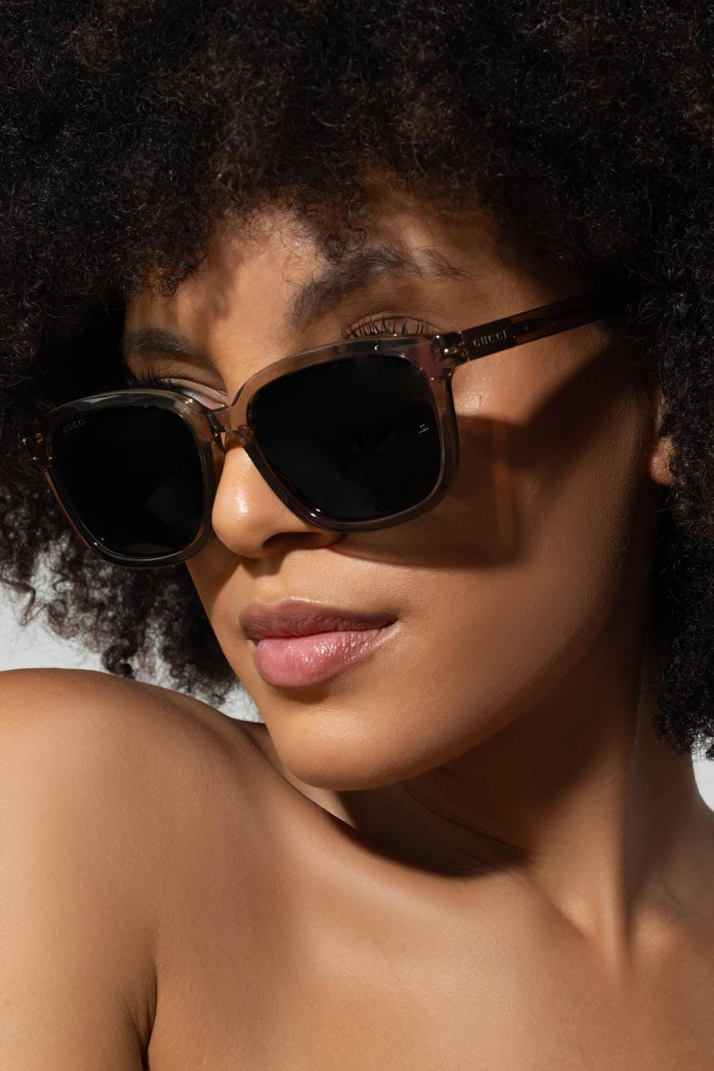 GUCCI-Grey Rectangle Sunglasses-GREY
