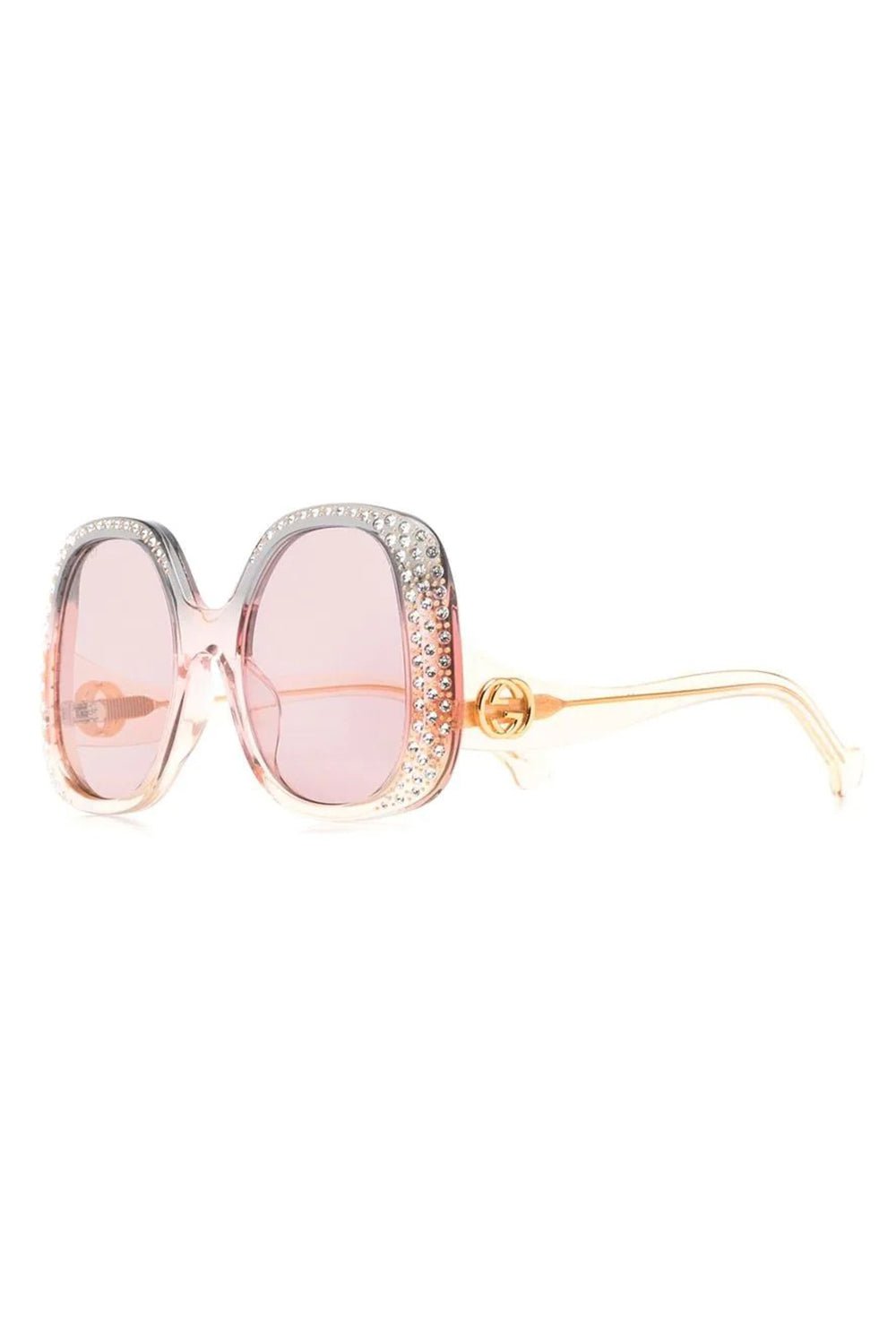 GUCCI-Oval Frame Sunglasses-GRY/YL/P