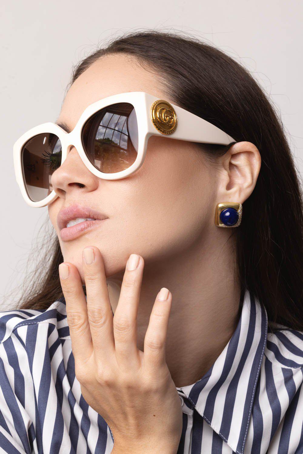 GUCCI-Butterfly Sunglasses-IVORY
