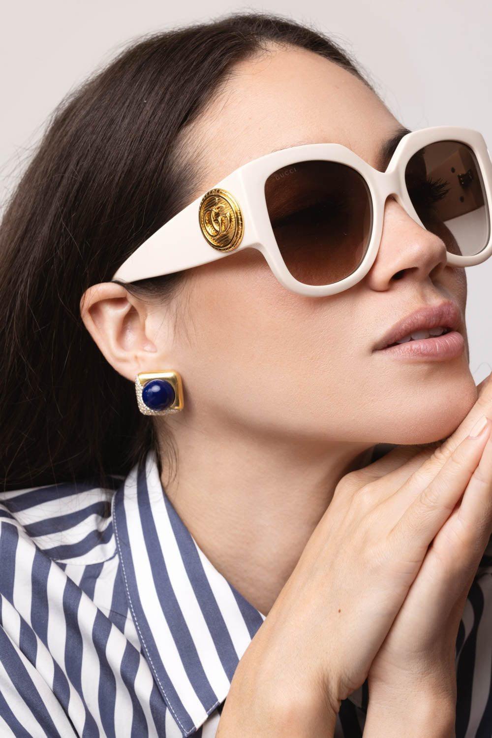 GUCCI-Butterfly Sunglasses-IVORY