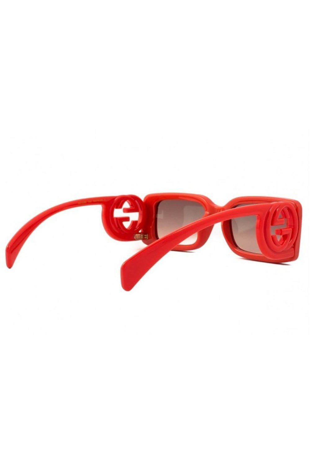 GUCCI-Rectangular Frame Sunglasses-RD/RD/BR