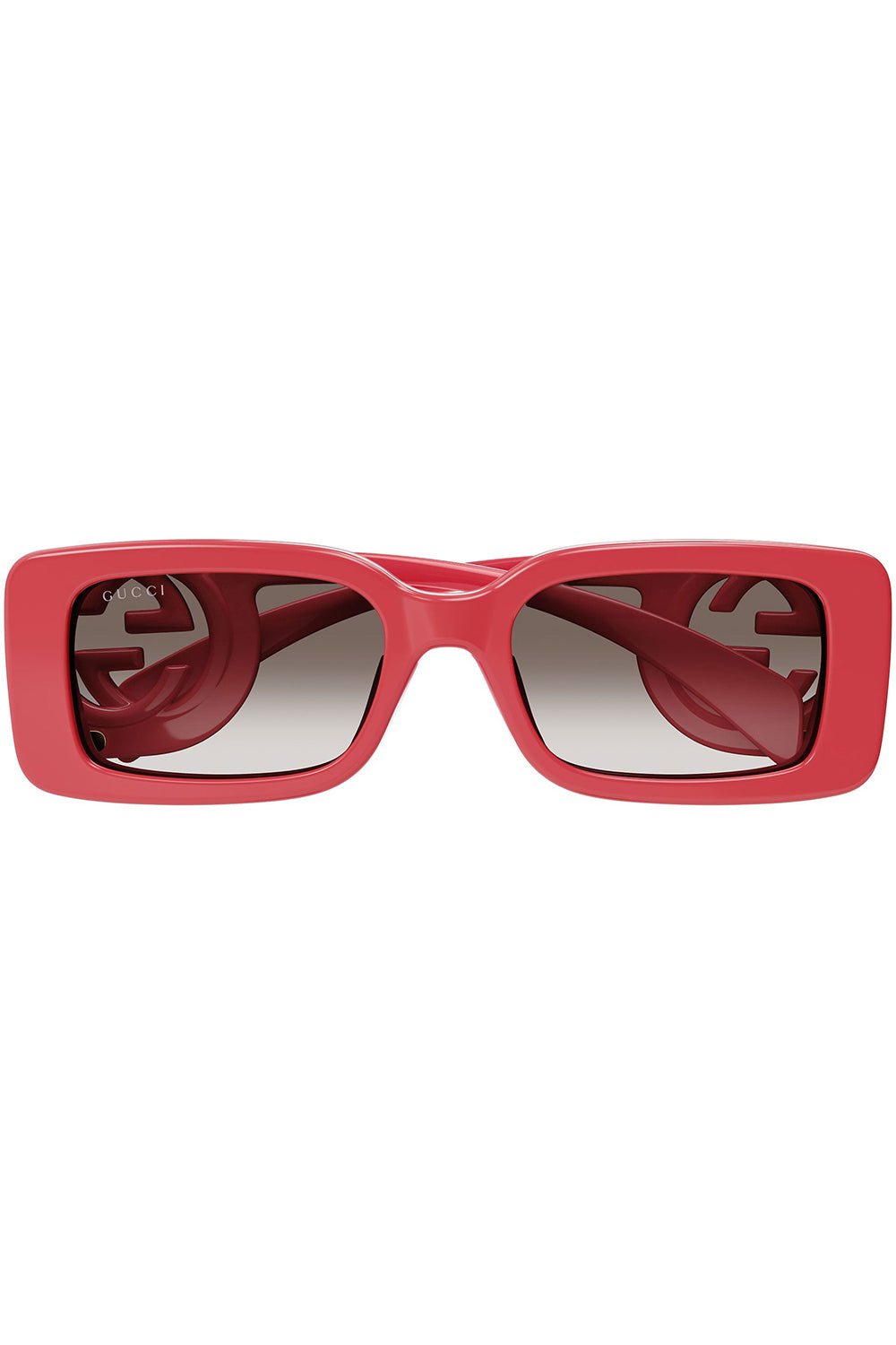GUCCI-Rectangular Frame Sunglasses-RD/RD/BR