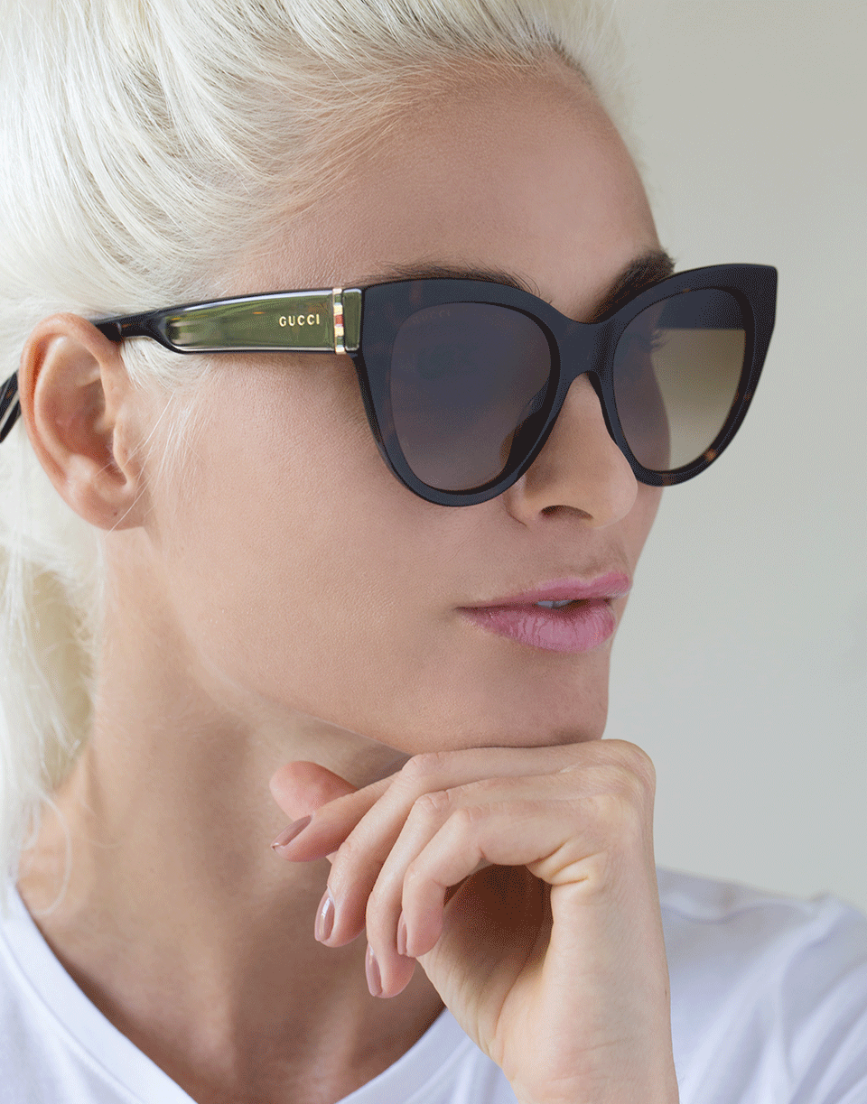 GUCCI-Tortoise Rounded Cat-Eye Sunglasses-TORT
