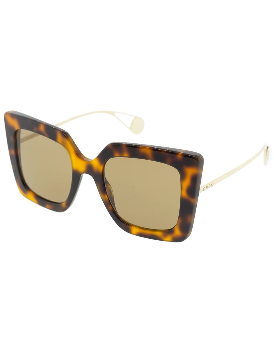GUCCI-Tortoise Shell Shiny Full Rim Square Sunglasses-TORT
