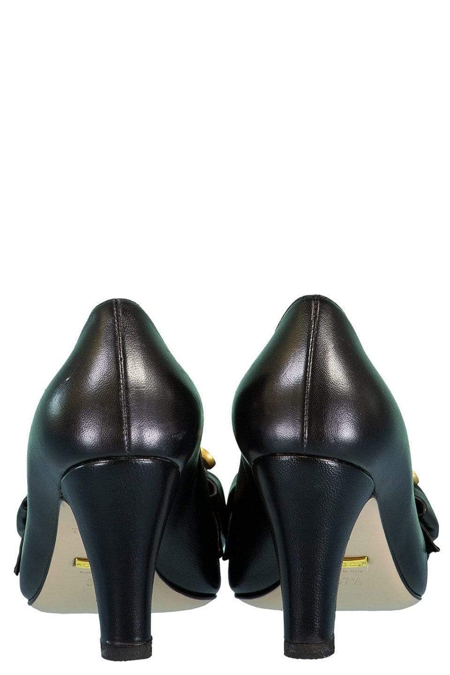GUCCI-Leather Crystal Bee Pump-BLACK