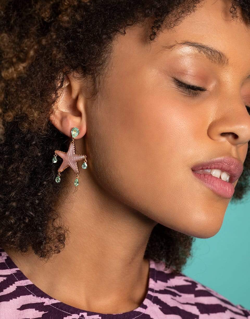 GUITA M-Pink Quartz and Paraiba Starfish Earrings-ROSE GOLD