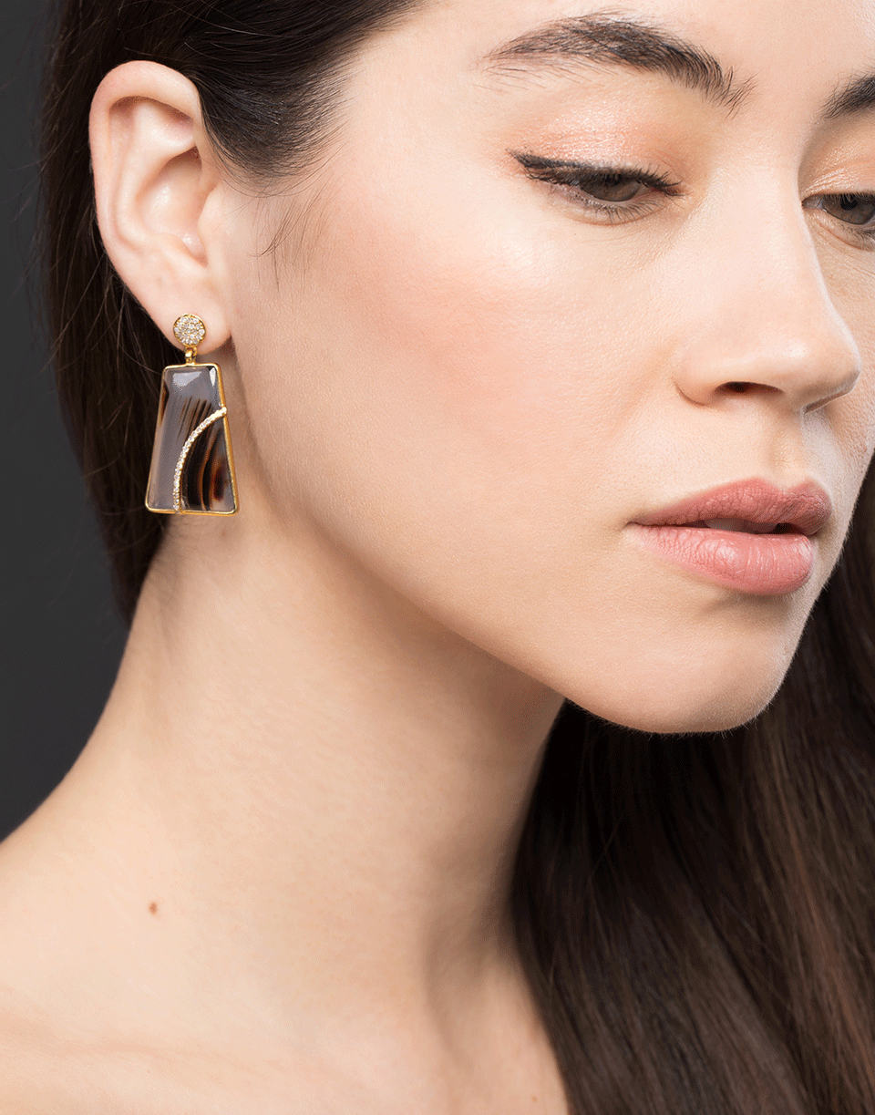 GUITA M-Agate and Diamond Drop Earrings-YELLOW GOLD