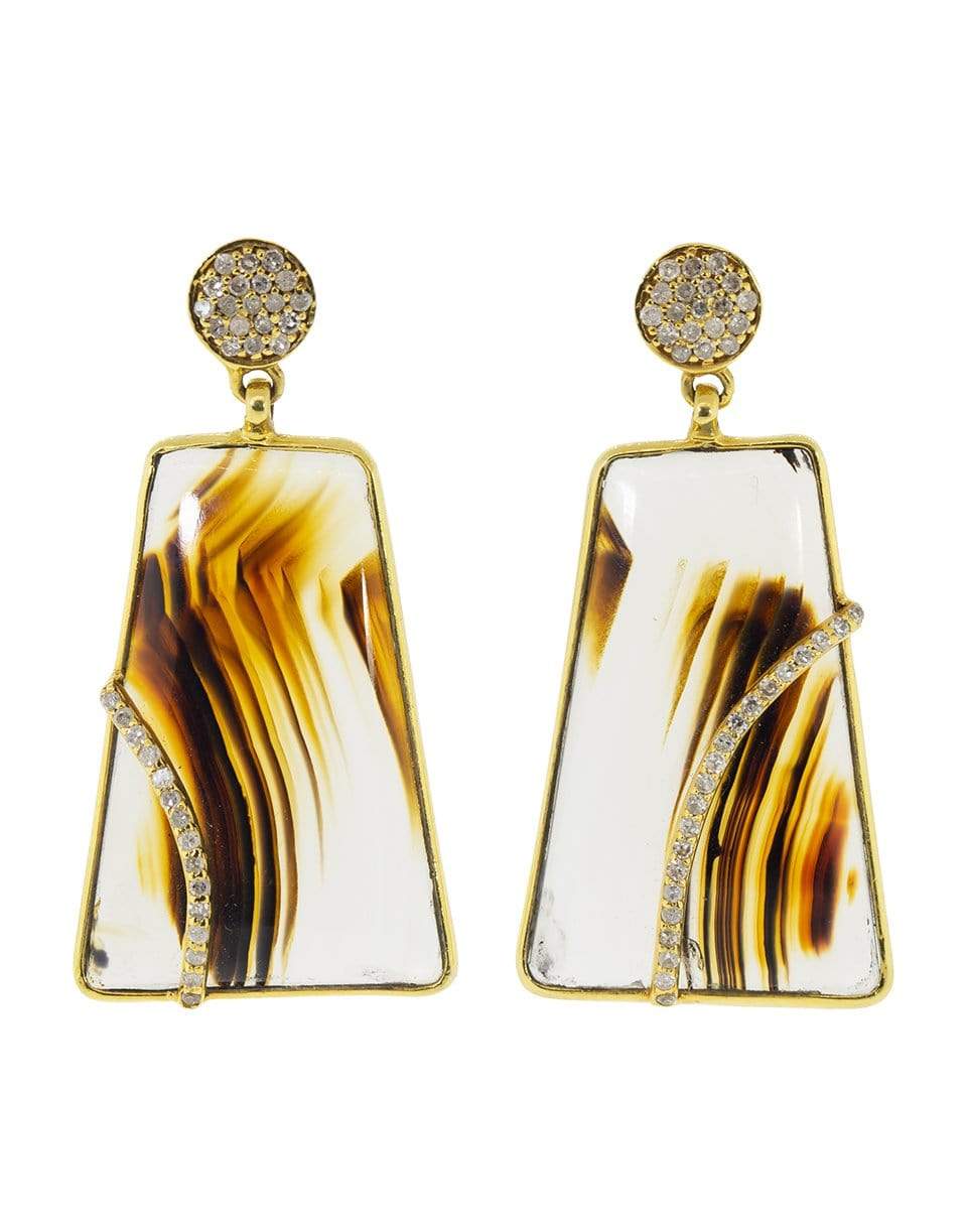 GUITA M-Agate and Diamond Drop Earrings-YELLOW GOLD