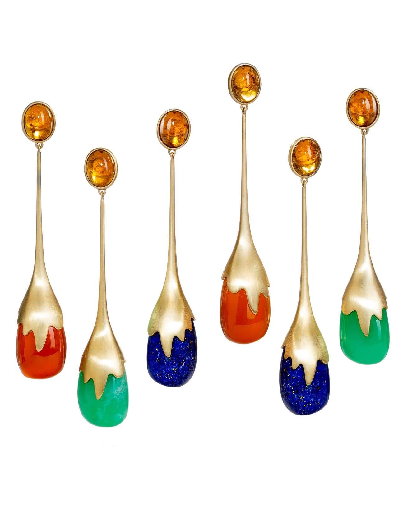 GUITA M-Chrysoprase and Spessartite Garnet Drop Earrings-YELLOW GOLD