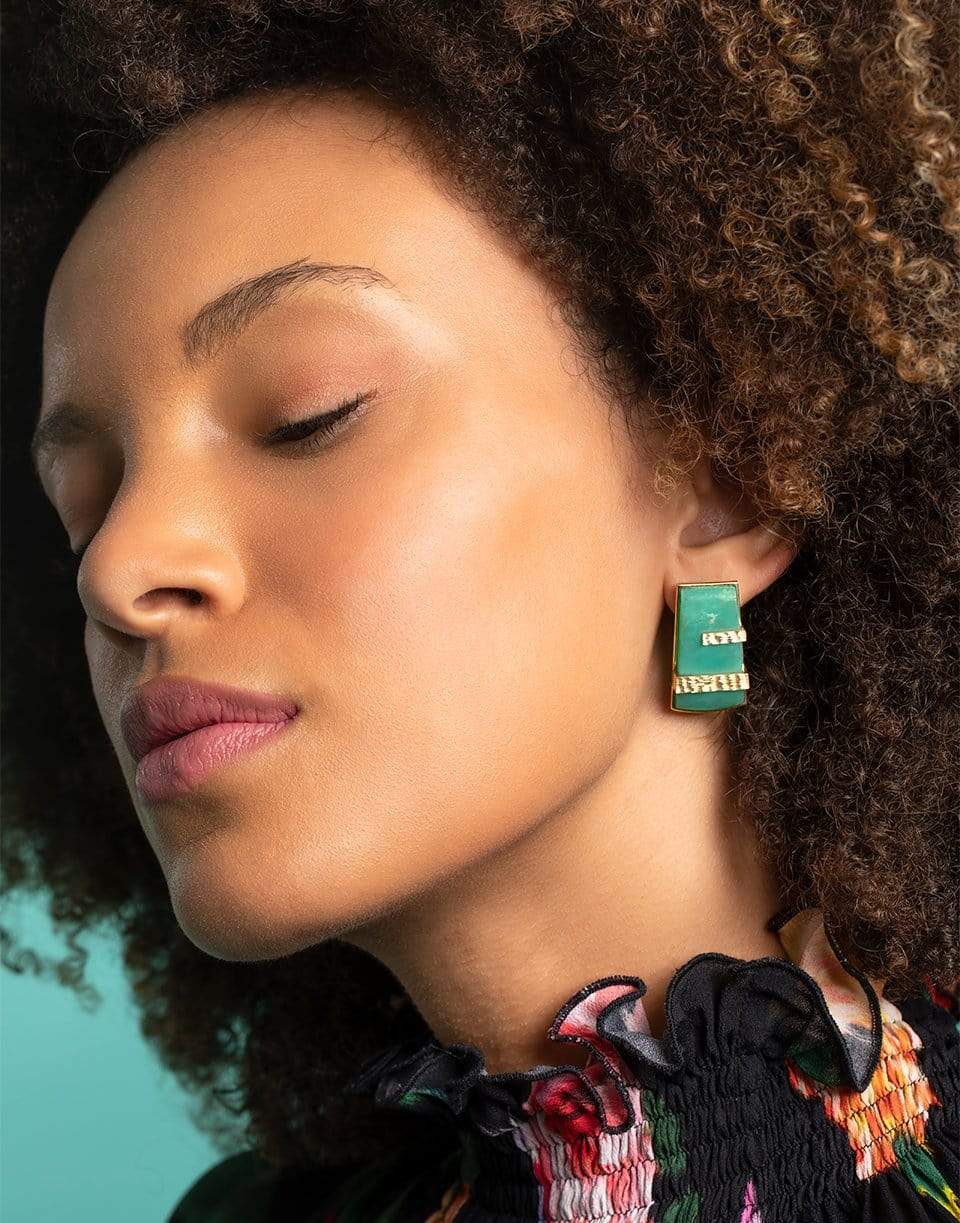 GUITA M-Chrysoprase Rock Earrings-YELLOW GOLD