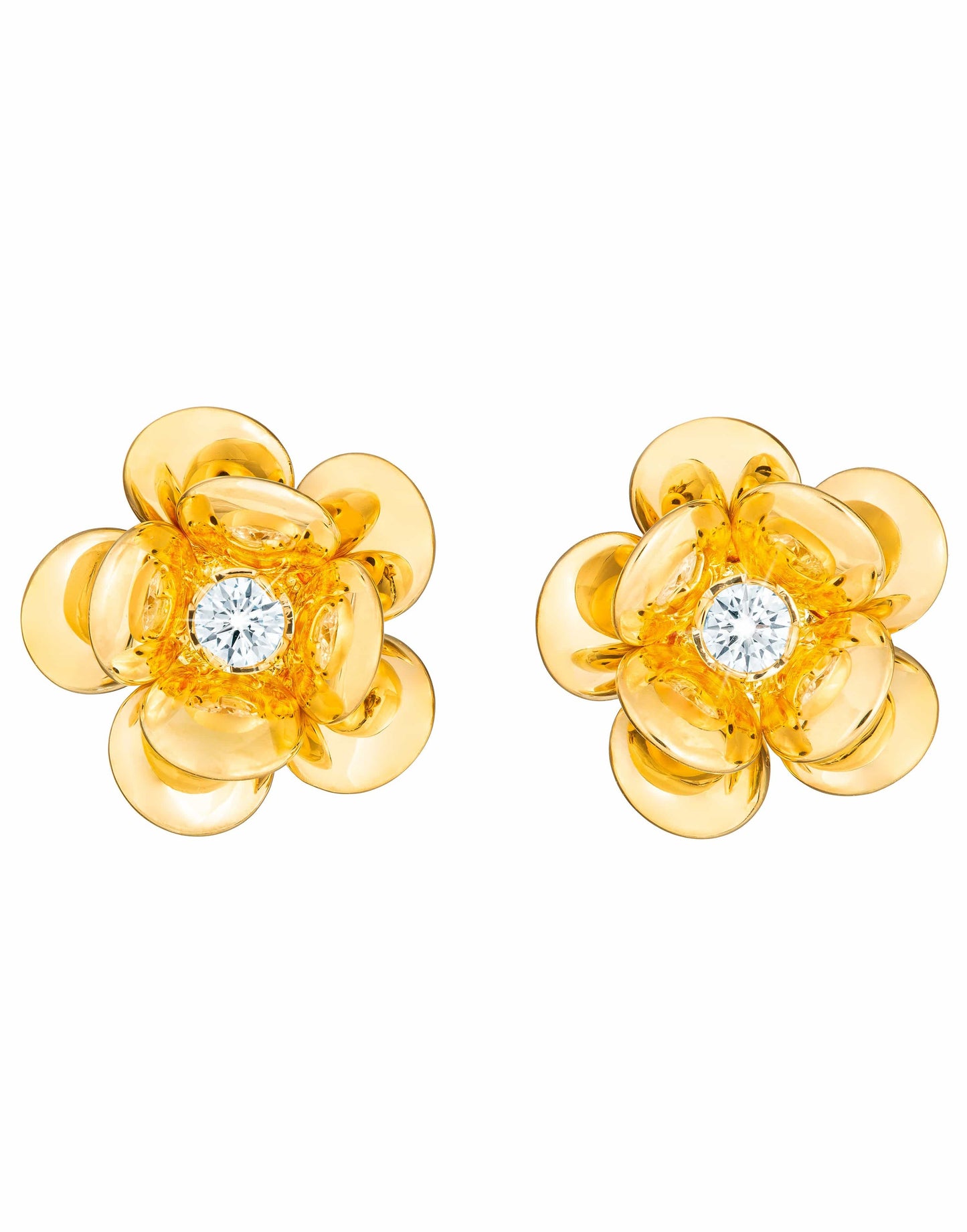 GUITA M-Diamond Flower Studs-YELLOW GOLD