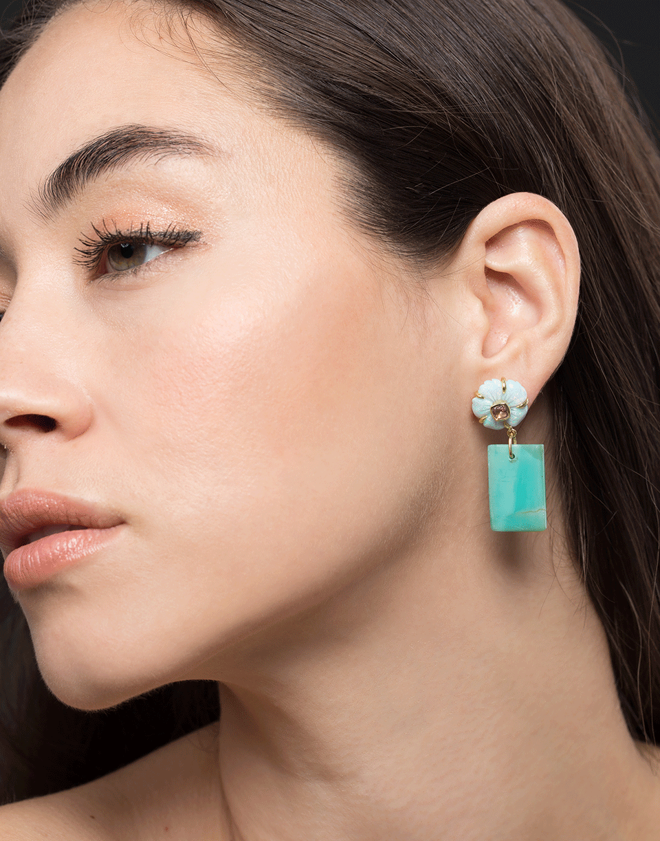 GUITA M-Flower Opal Drop Earrings-YELLOW GOLD