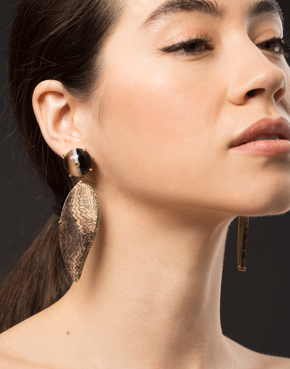 GUITA M-Fossil Sequoia Earrings-YELLOW GOLD