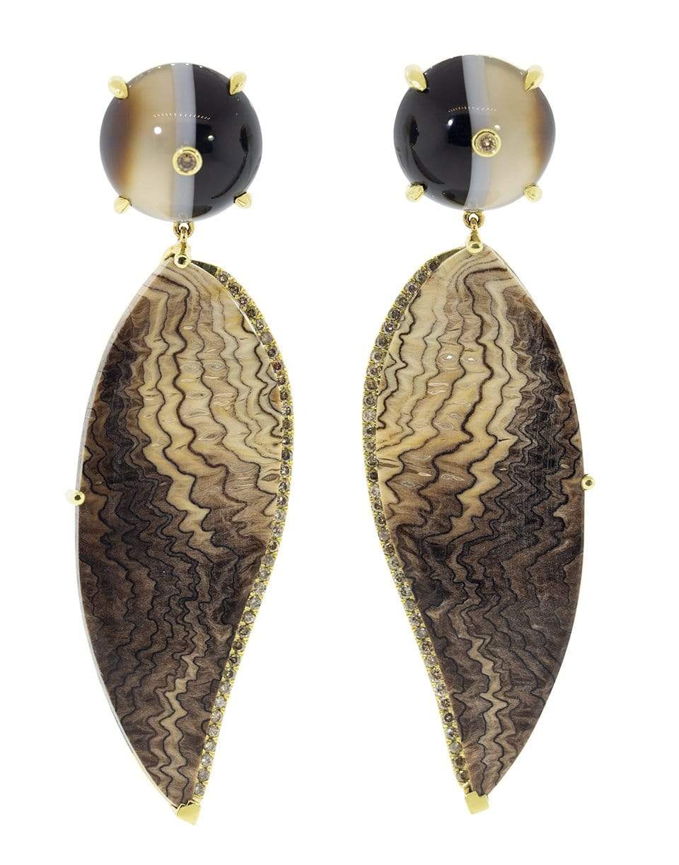 GUITA M-Fossil Sequoia Earrings-YELLOW GOLD