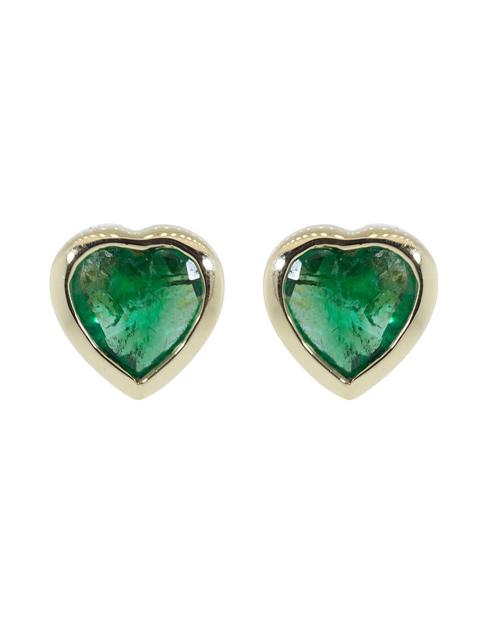 GUITA M-Green Emerald Heart Studs-YELLOW GOLD