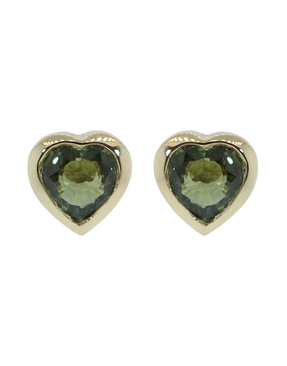 GUITA M-Green Sapphire Heart Studs-YELLOW GOLD