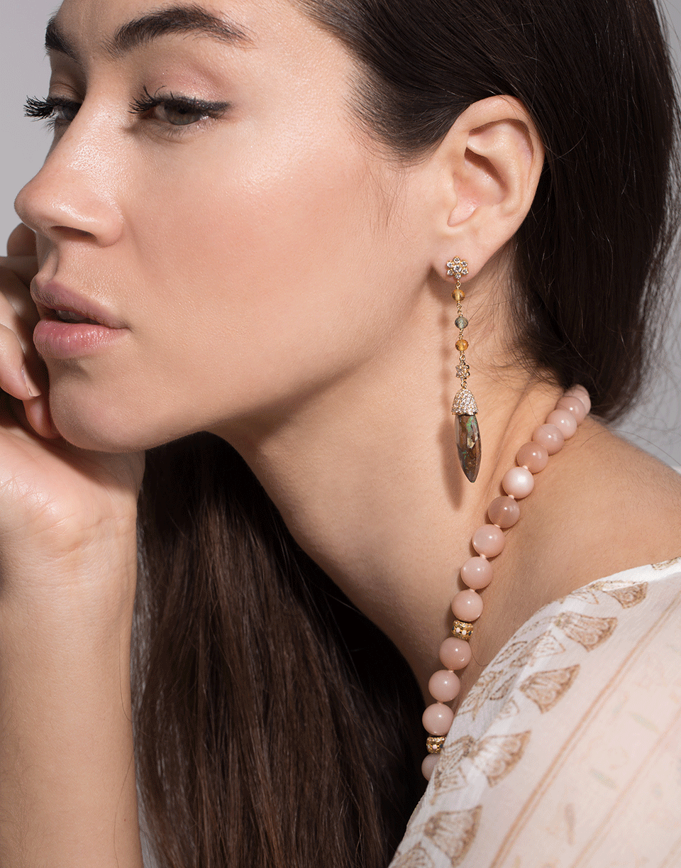 GUITA M-Opal Sapphire and Diamond Drop Earrings-YELLOW GOLD