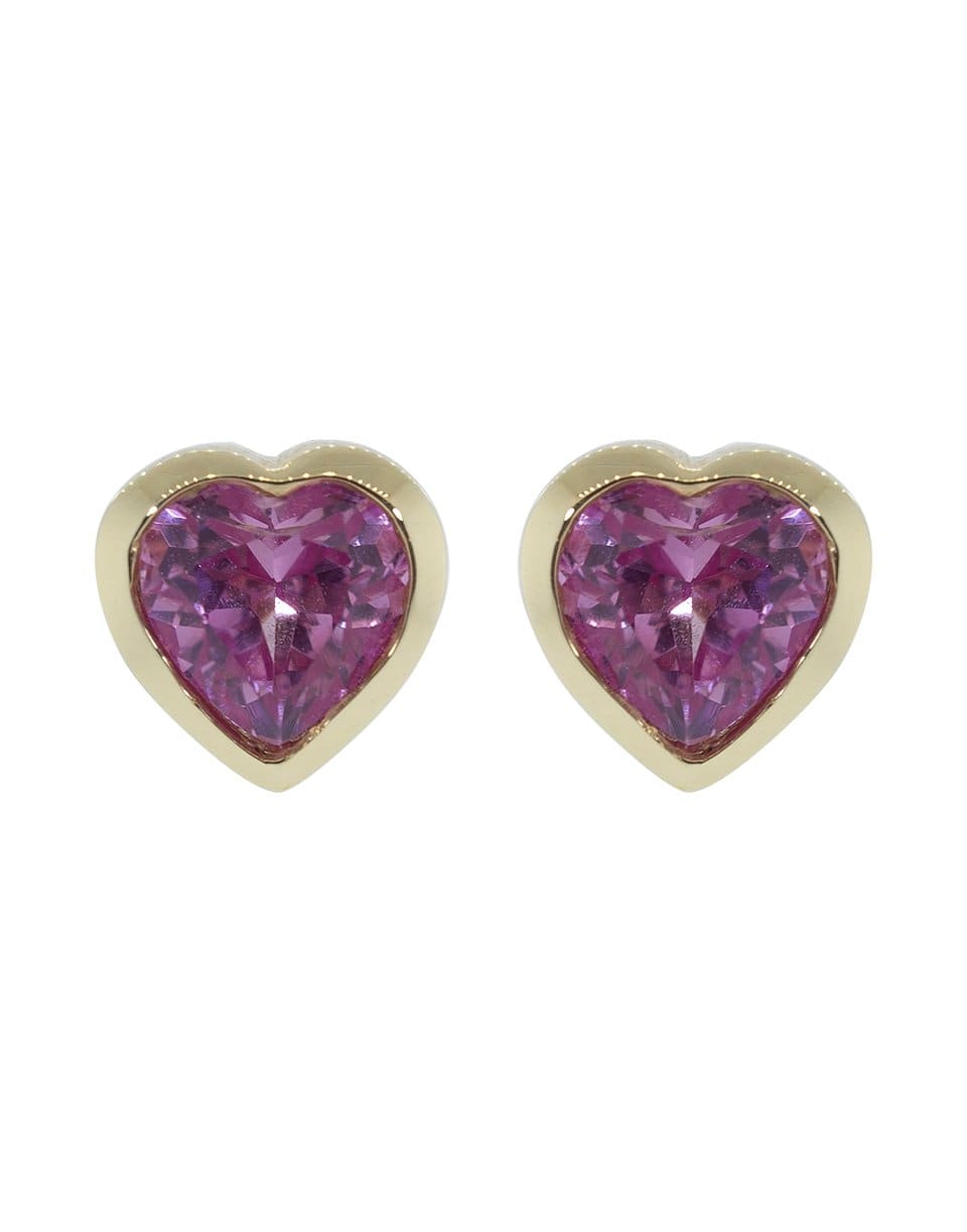 GUITA M-Pink Sapphire Heart Studs-YELLOW GOLD