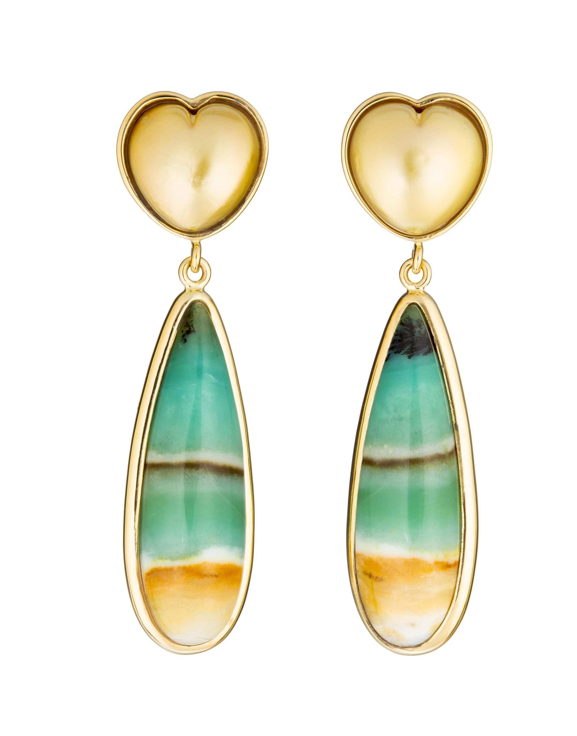 GUITA M-South Sea Pearl Heart Earrings-YELLOW GOLD