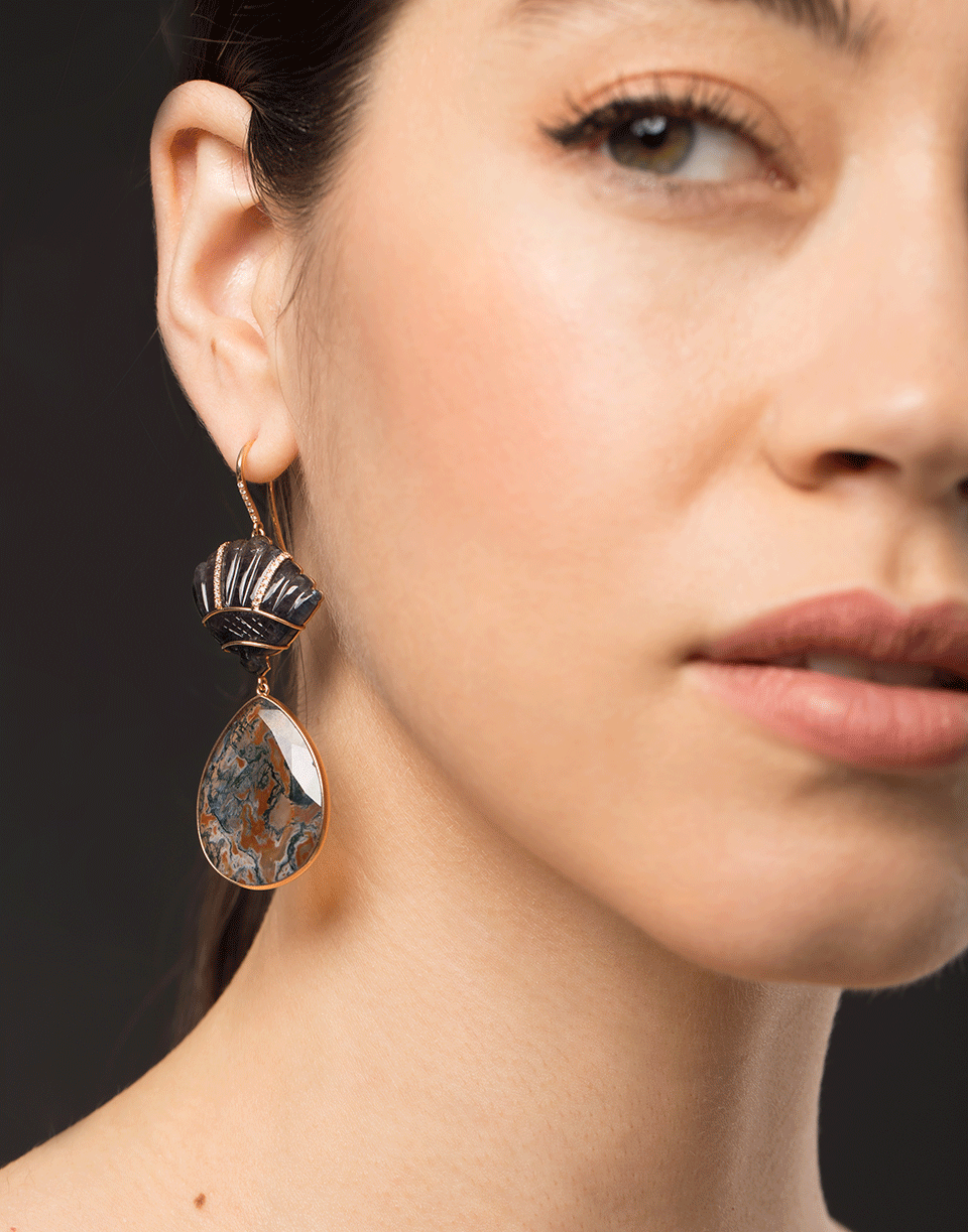 GUITA M-Tourmaline Fan Top Earrings-YELLOW GOLD