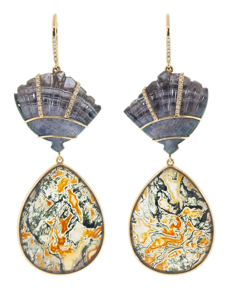 GUITA M-Tourmaline Fan Top Earrings-YELLOW GOLD