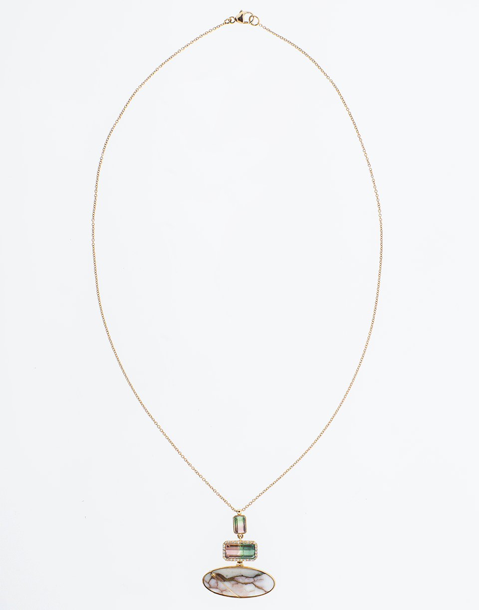 GUITA M-Oval Quartz Necklace-ROSE GOLD