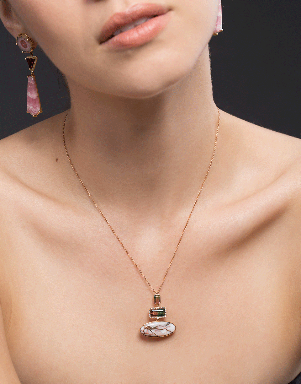 GUITA M-Oval Quartz Necklace-ROSE GOLD