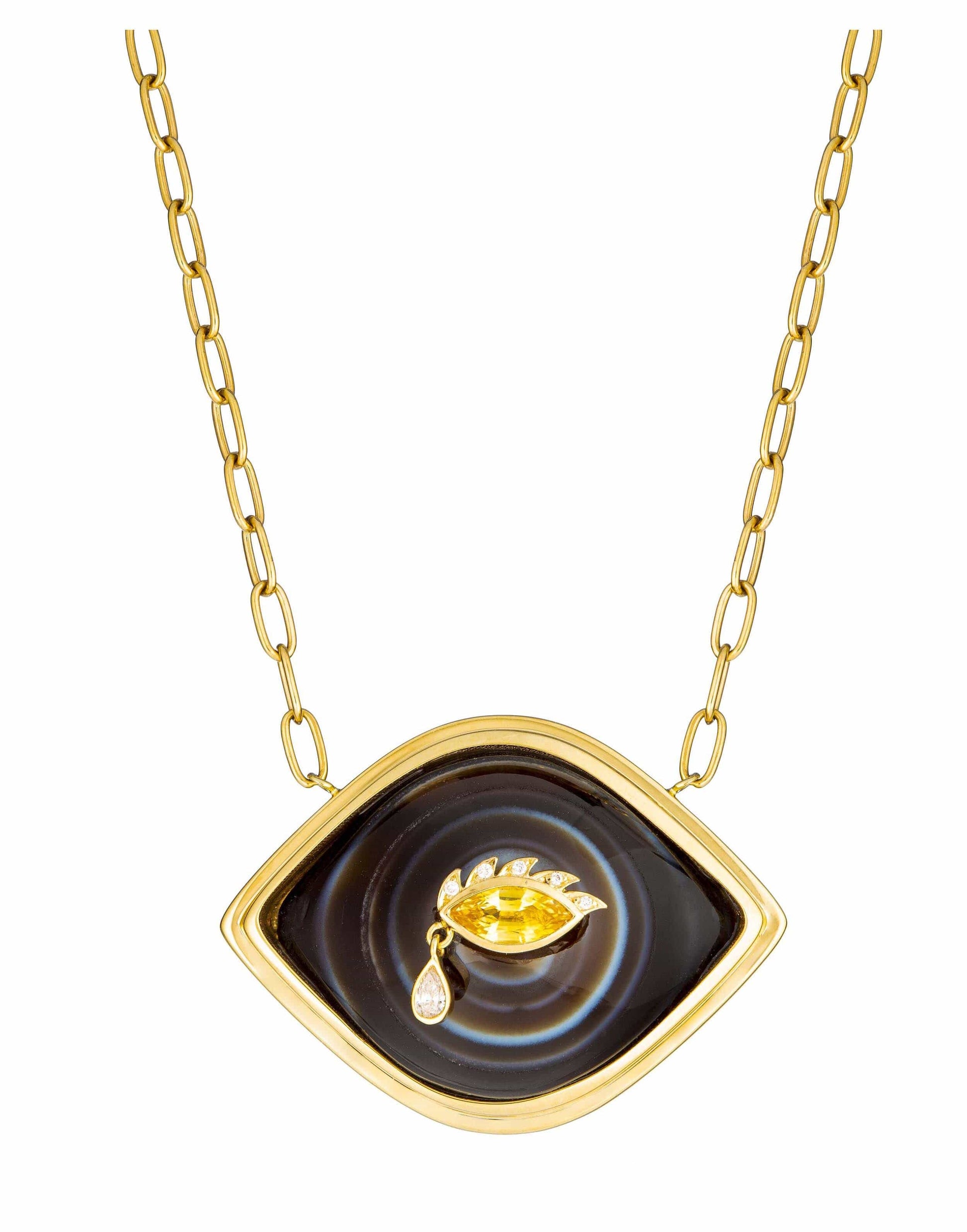 GUITA M-Yellow Sapphire Eye Pendant Necklace-YELLOW GOLD