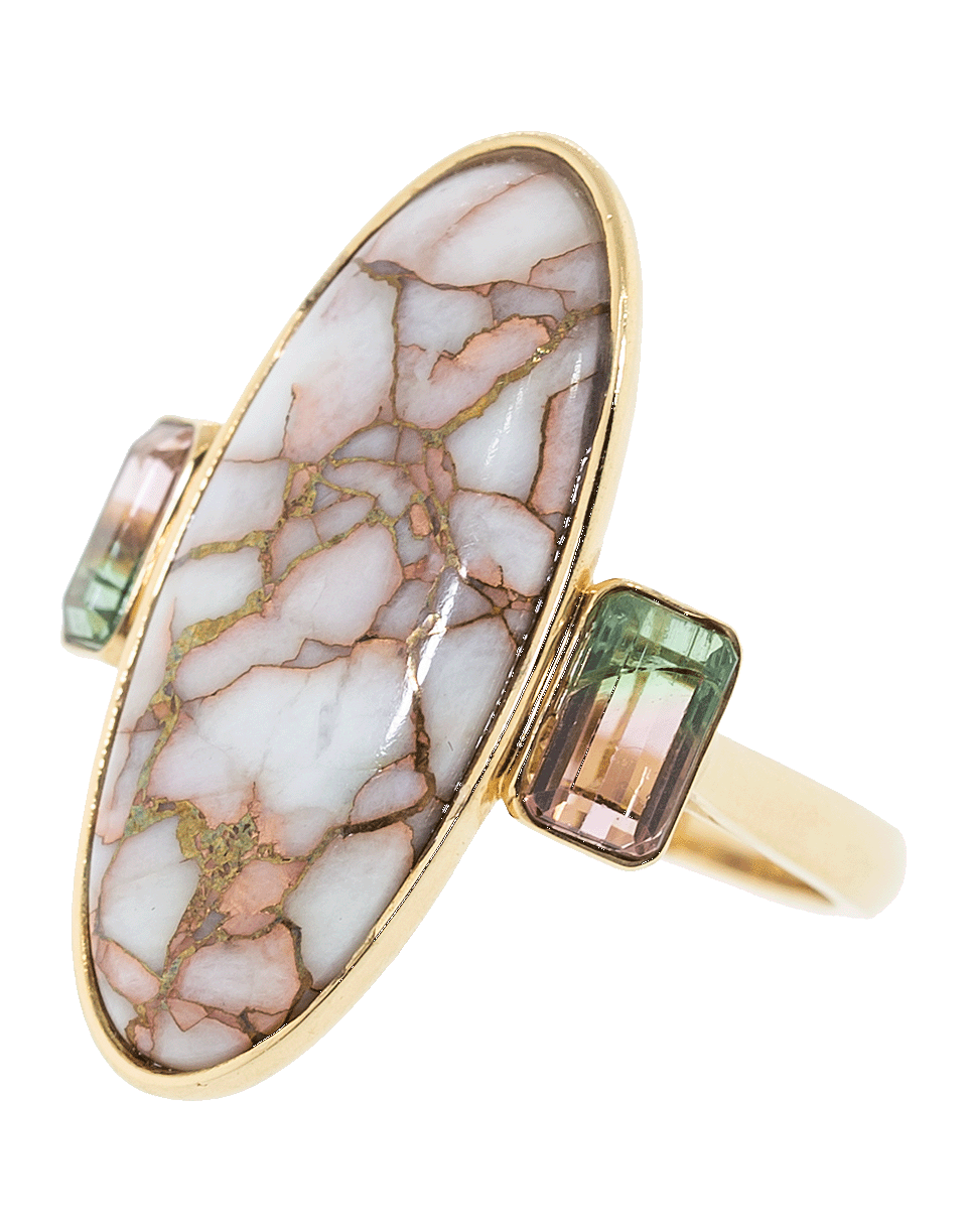 GUITA M-Oval White Quartz Ring-ROSE GOLD