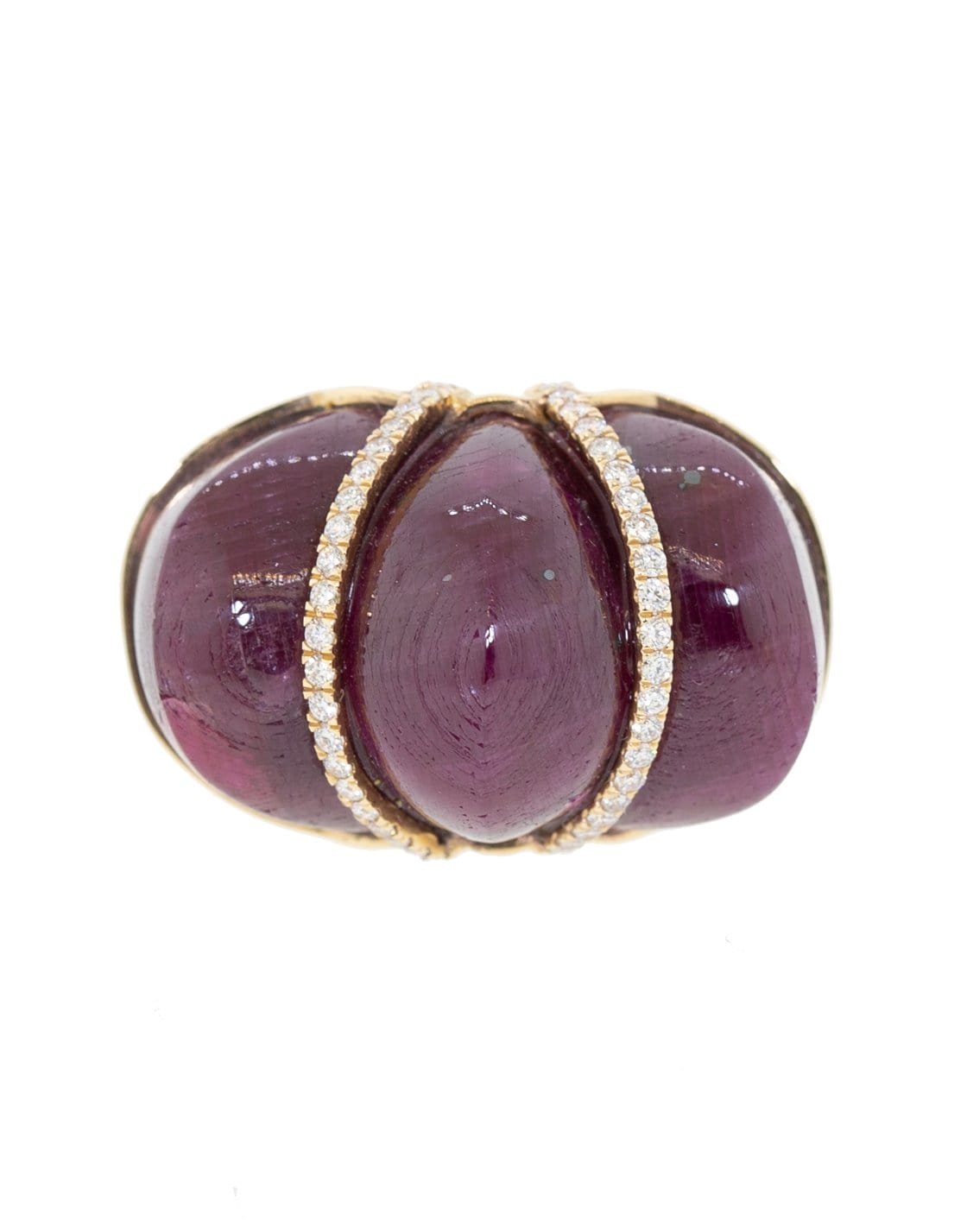 GUITA M-Carved Ruby and Diamond Ring-ROSE GOLD