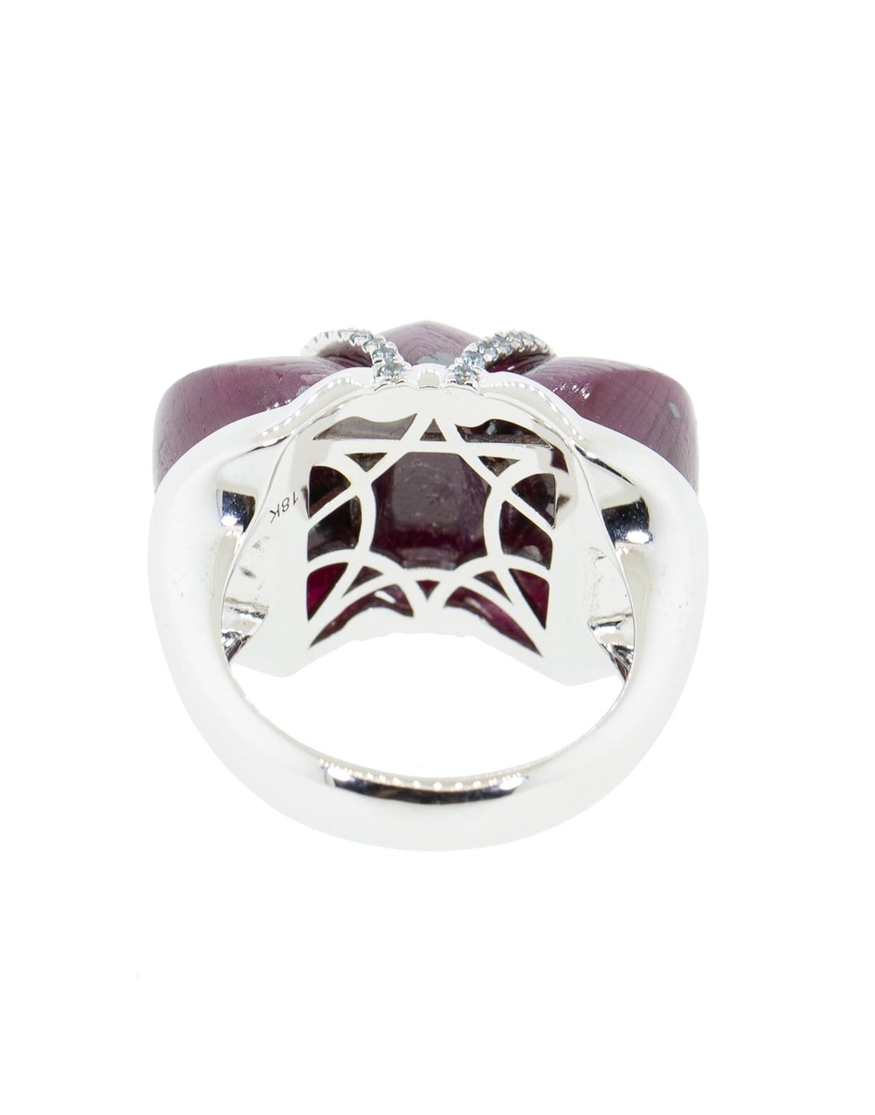 GUITA M-Carved Ruby and Sapphire Ring-WHITE GOLD