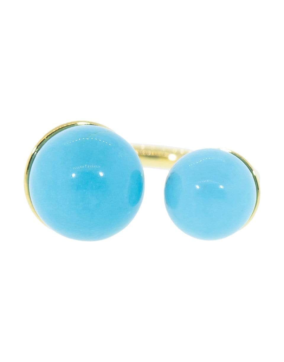 GUITA M-Double Tip Turquoise and Diamond Ring-YELLOW GOLD