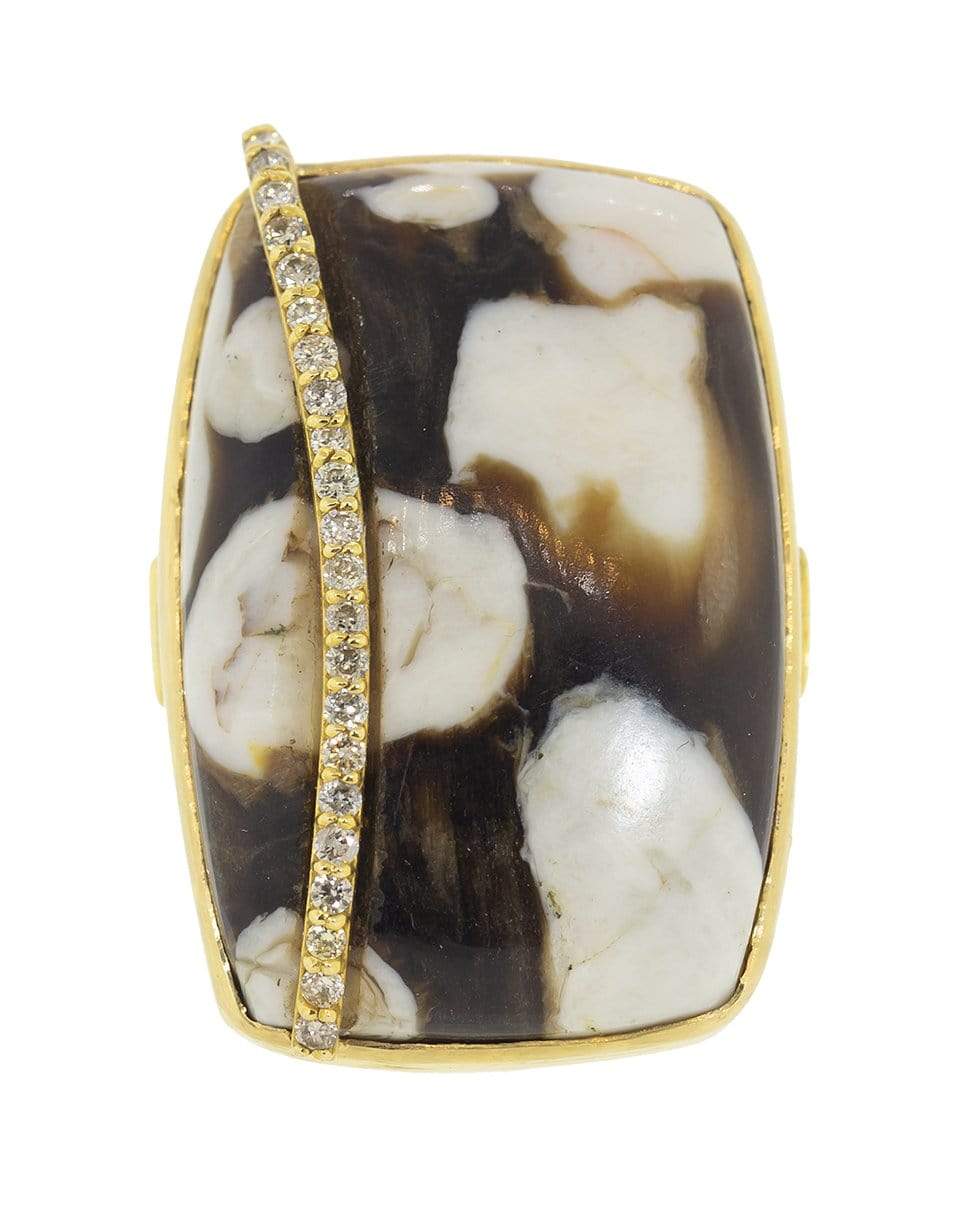 GUITA M-Peanut Wood and Diamond Ring-YELLOW GOLD