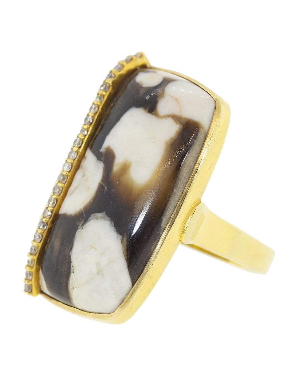 GUITA M-Peanut Wood and Diamond Ring-YELLOW GOLD