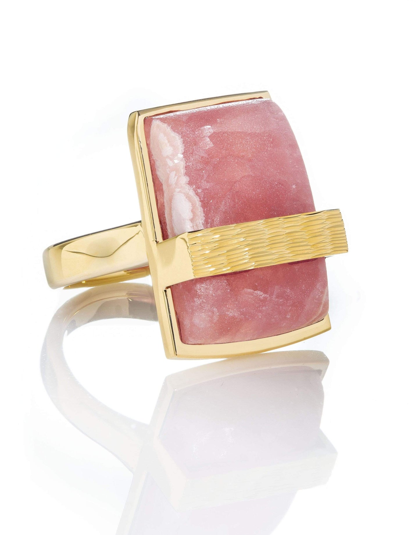 GUITA M-Rhodochrosite Rock Ring-YELLOW GOLD