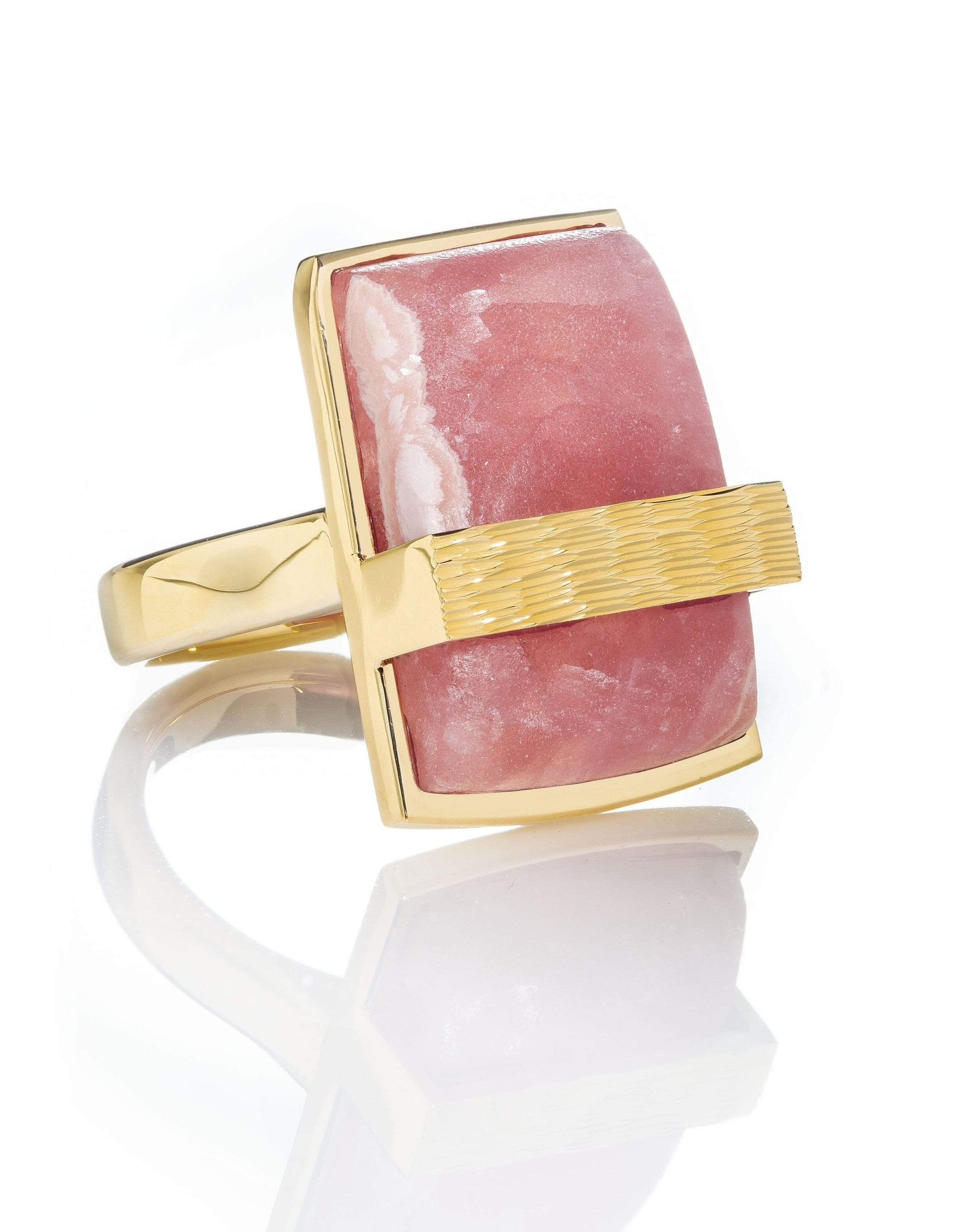 GUITA M-Rhodochrosite Rock Ring-YELLOW GOLD